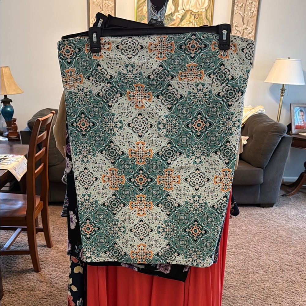 Torrid Green and Orange Patterned plus size Skirt